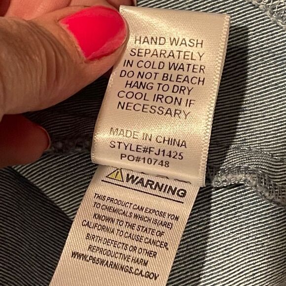 FATE by LFD Denim Jacket Blue Medium Wash Long Zipper Pocket Ombre Jean Jacket S - Picture 12 of 15